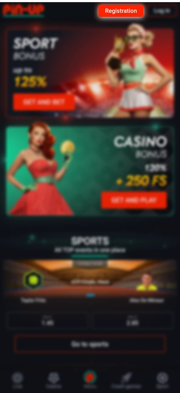 Visit the official site to begin the account creation process at Pin-Up casino.