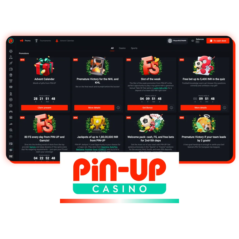 Indian players have access to a wide variety of lucrative promotions and bonus schemes at Pin-Up Casino.