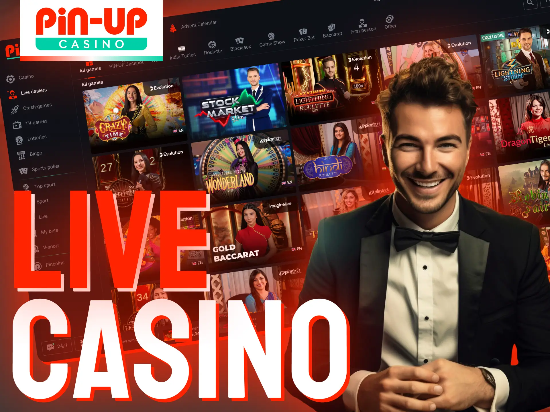 Step into a world of real-time action with the Pin-Up live casino.