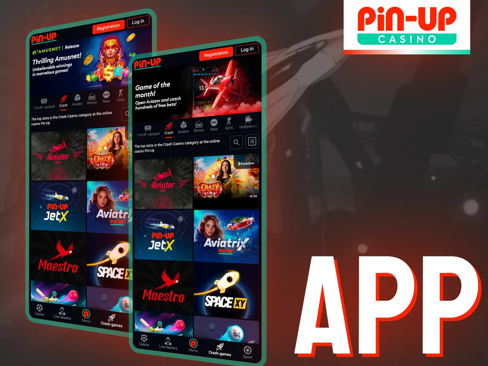 Take the action anywhere with the Pin-Up mobile app.