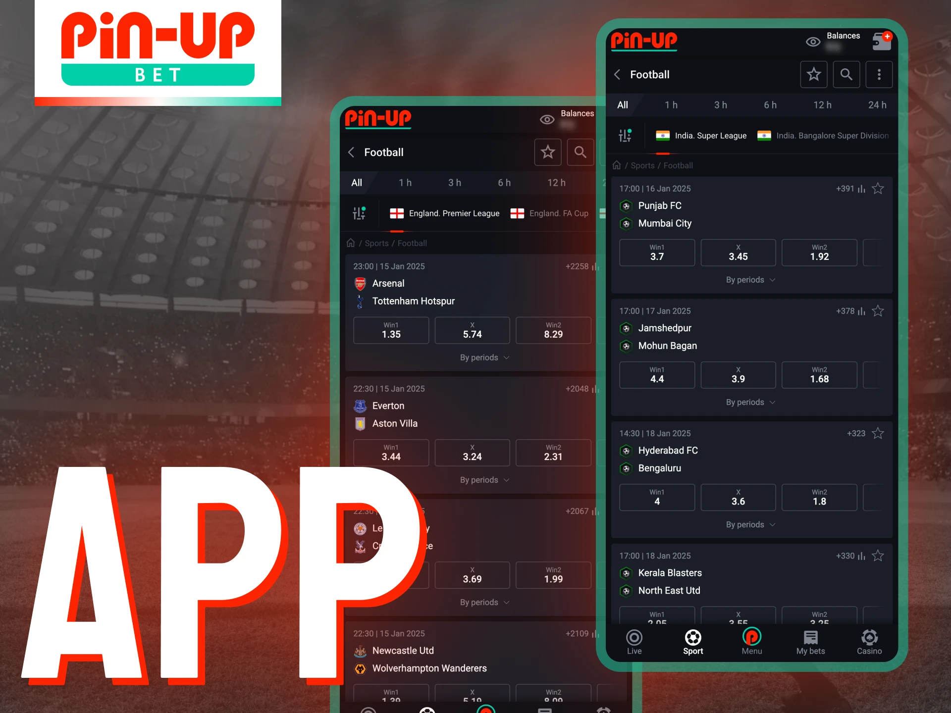The Pin-Up mobile app is available for football wagering.