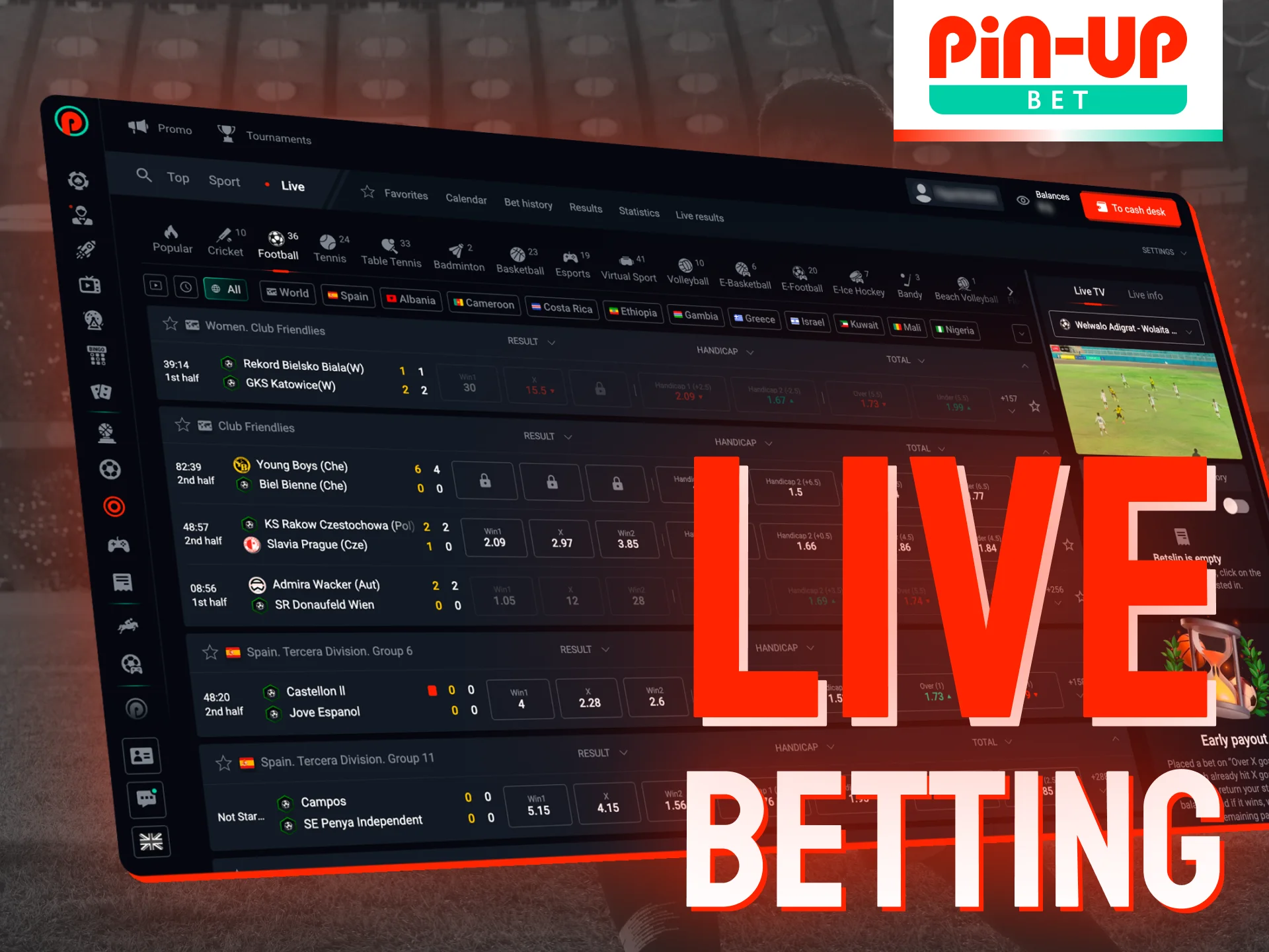 Experience the thrill of live betting on Pin-Up.