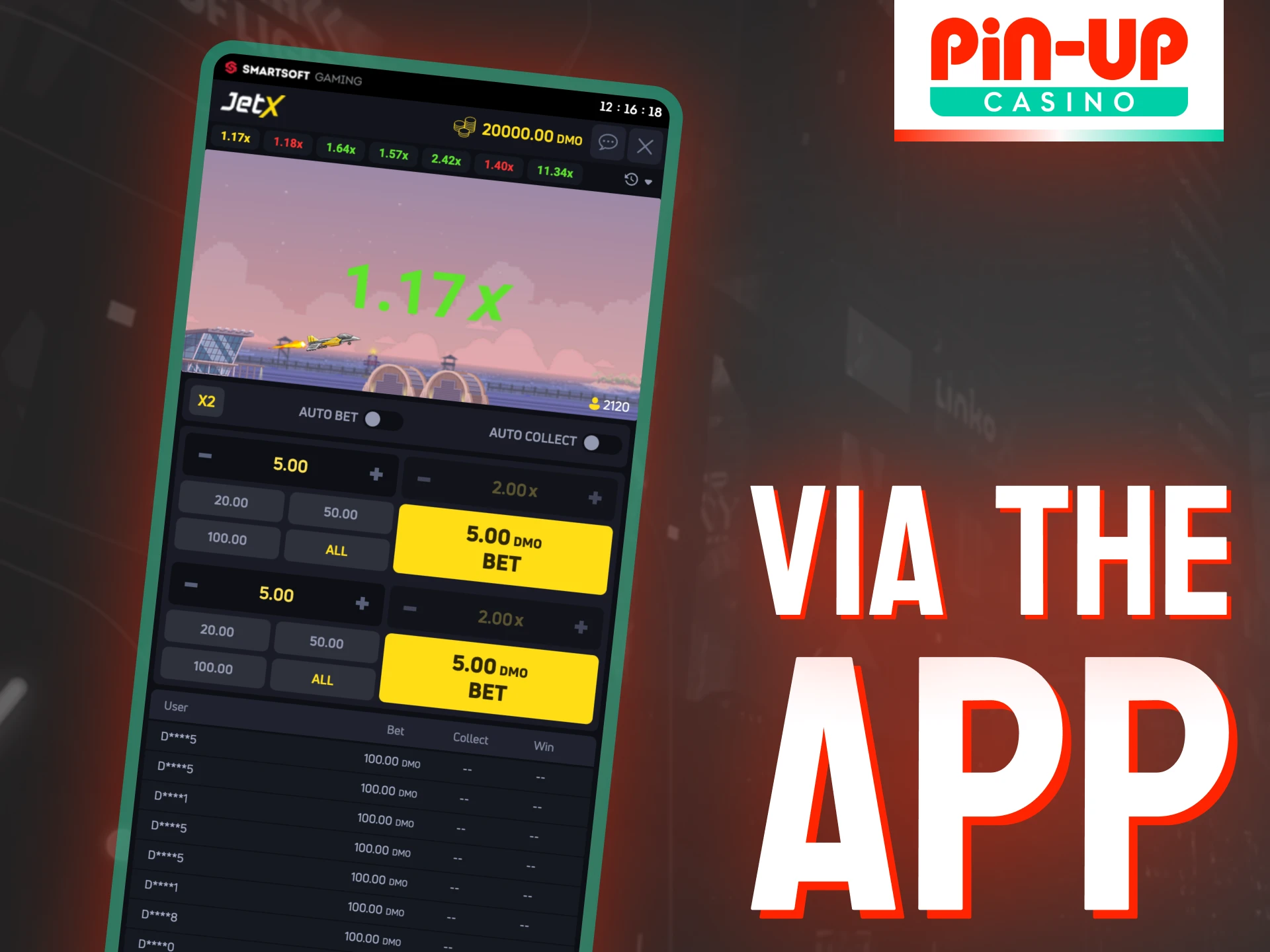 The Pin-Up app lets you take JetX wherever you go.
