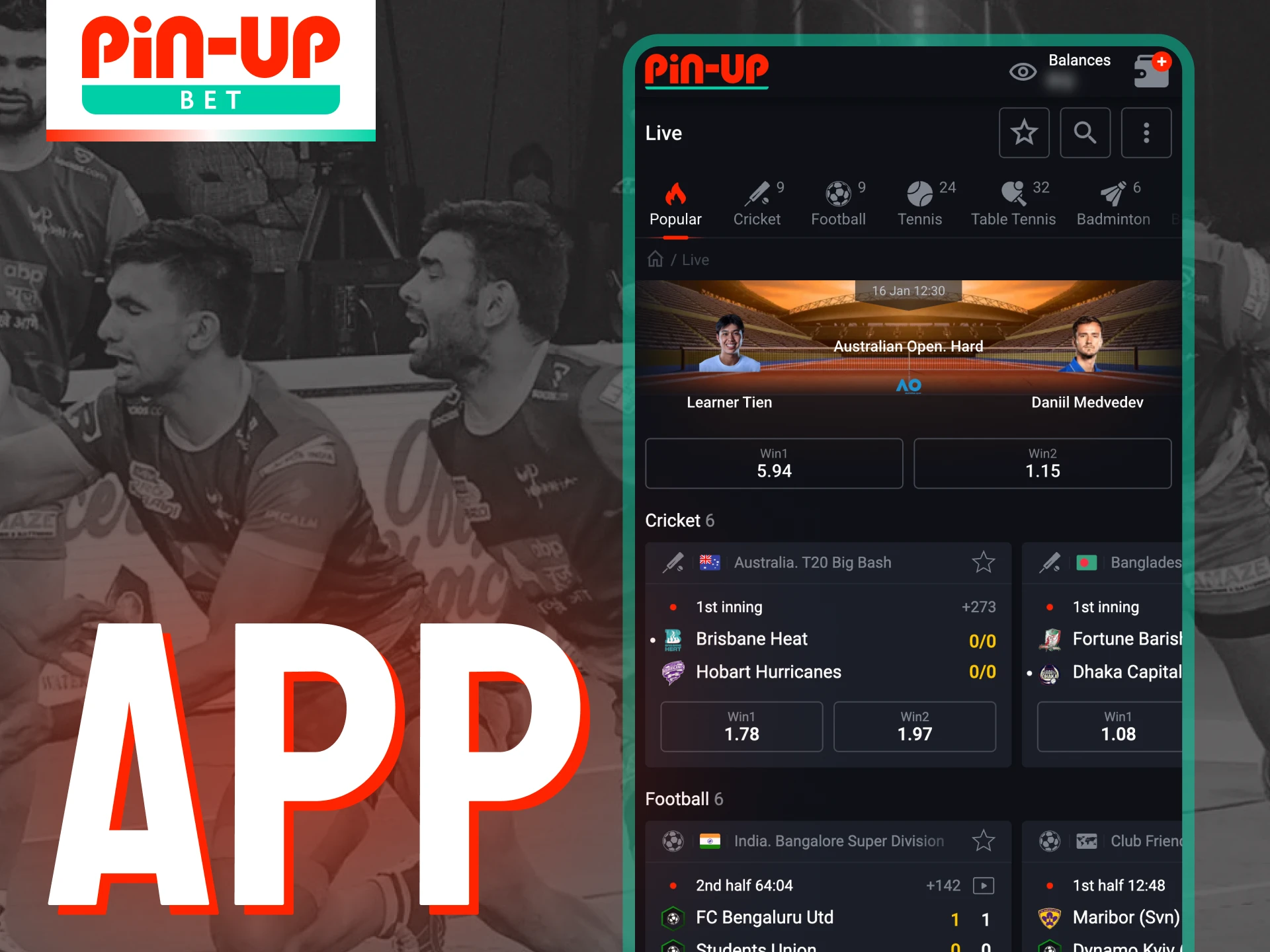 The Pin-Up mobile app is the ideal tool for managing your kabaddi bets.