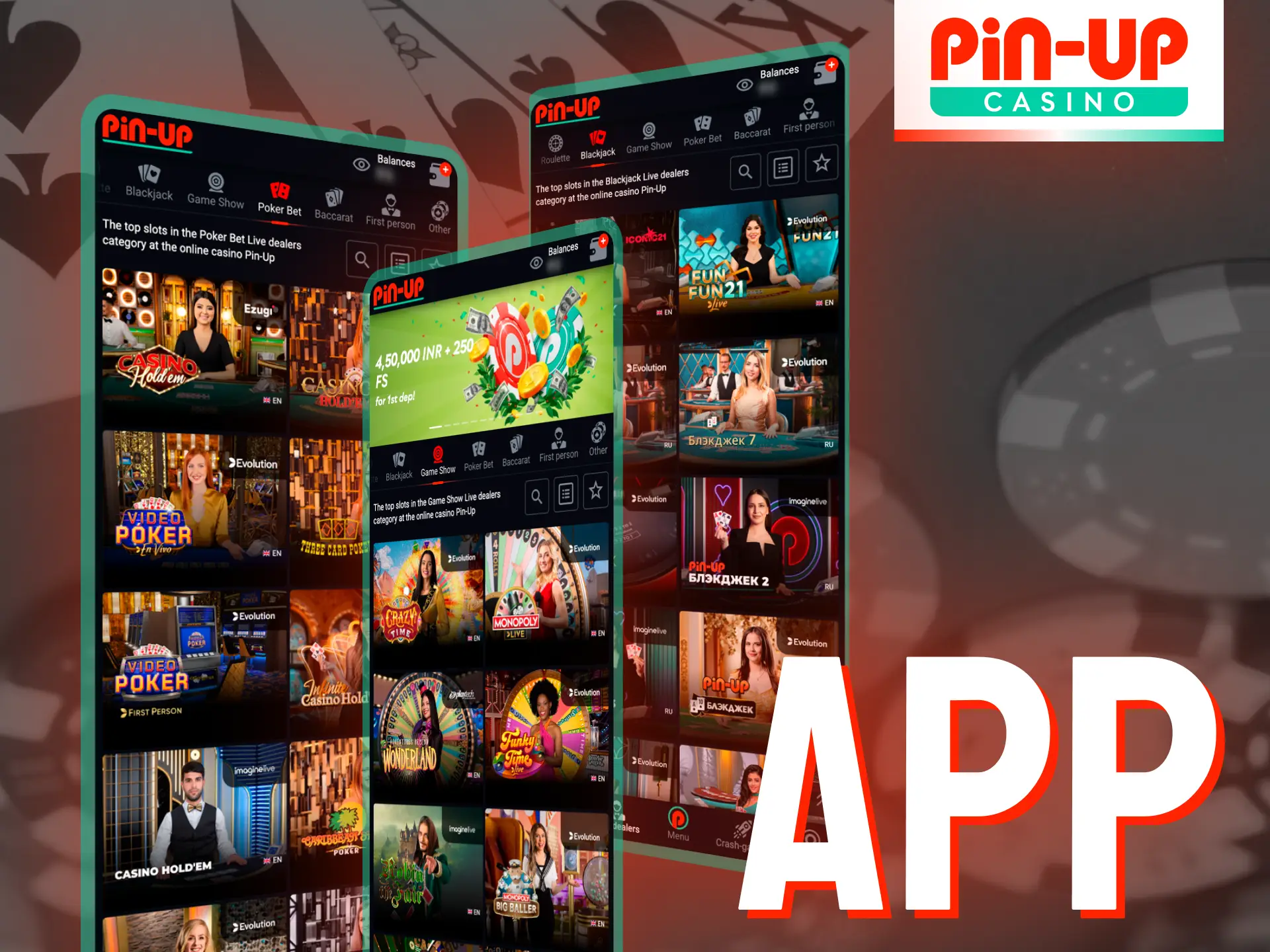 Take the live casino experience with you via the Pin-Up mobile app.