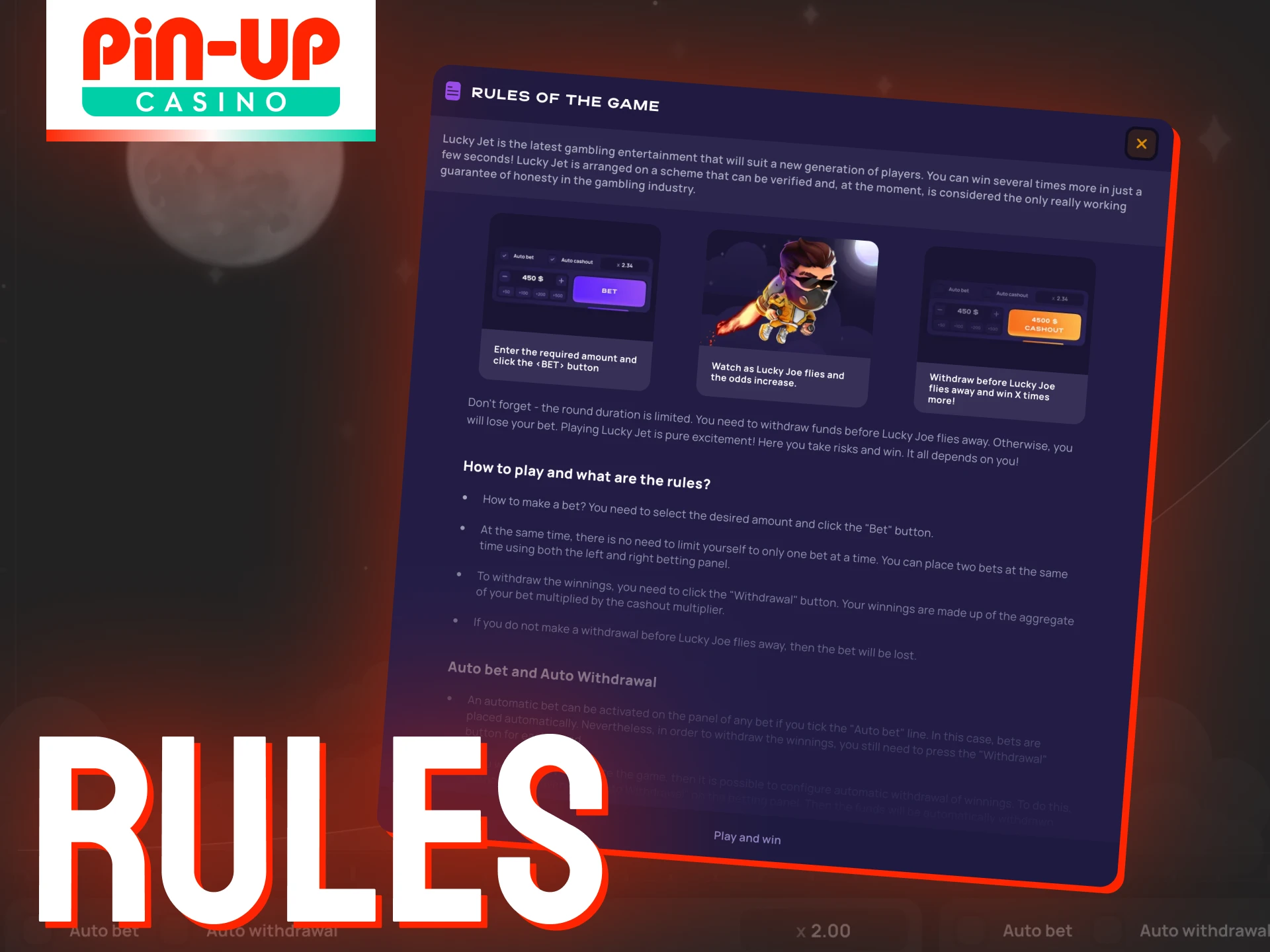 Get a grip on the Lucky Jet rules and start your winning streak at Pin-Up.