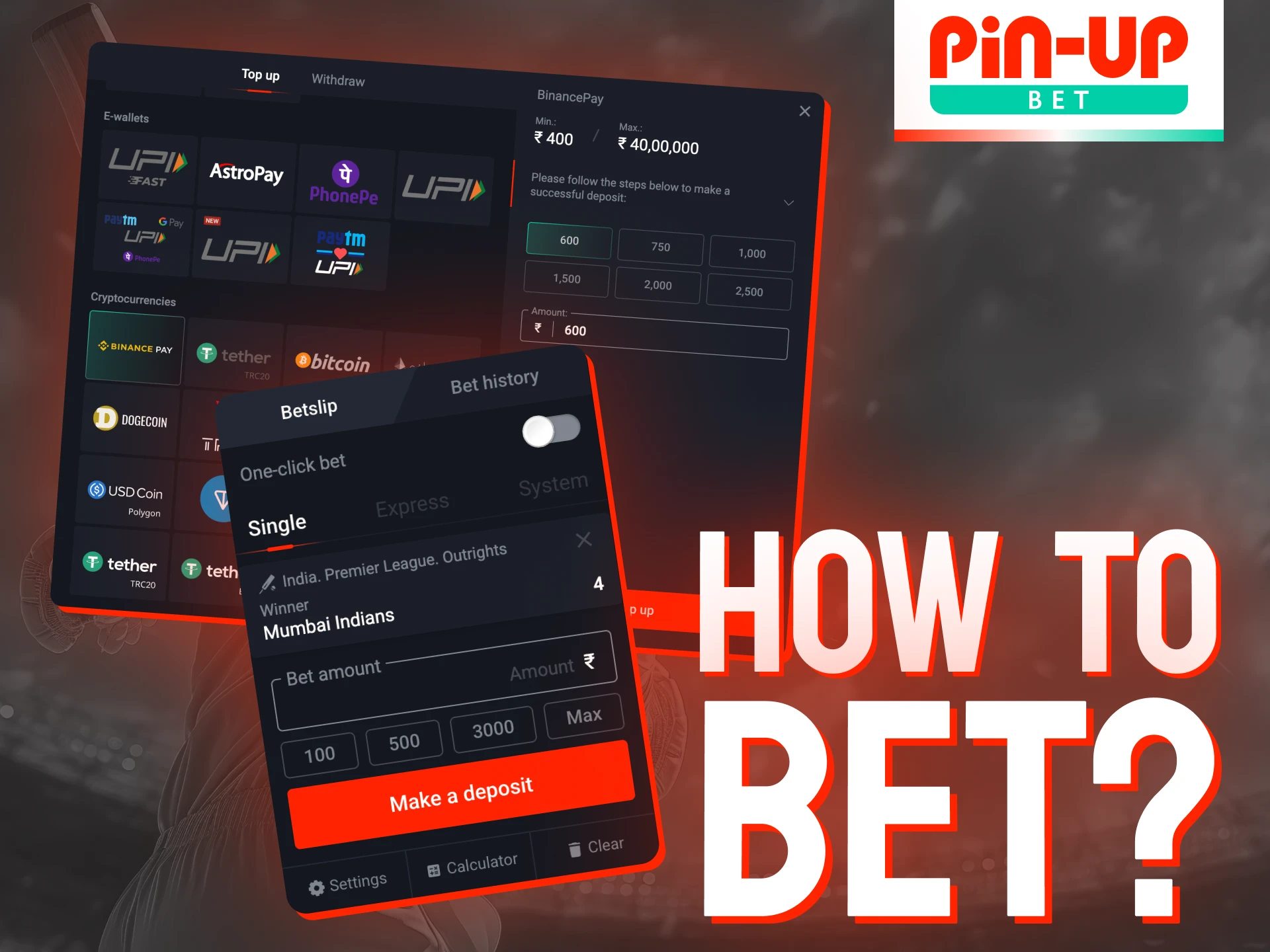 Follow our step-by-step guide on how to place your IPL bets at Pin-Up.