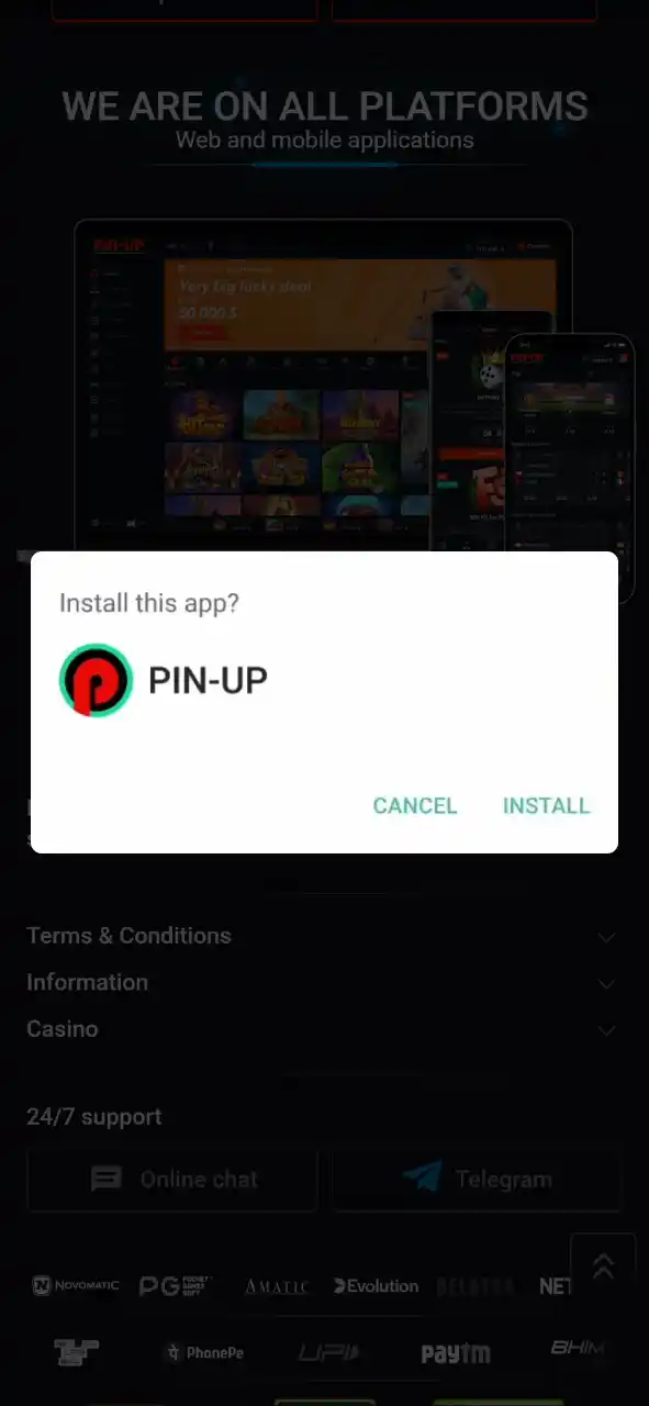 Open the Pin-Up Casino APK from your downloads to finish the setup process.