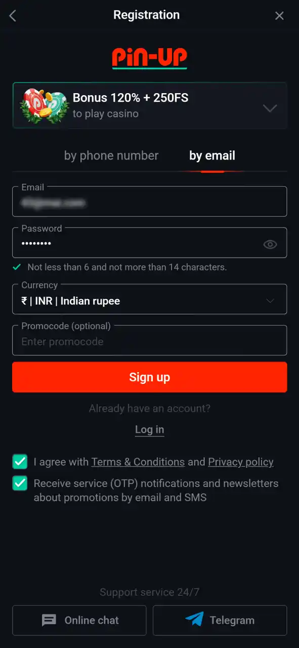 Sign in to your Pin-Up Casino profile or register for a new account quickly.