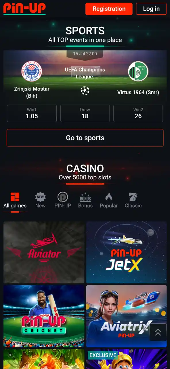 Use the iOS-specific button to navigate to the official Pin-Up Casino website.